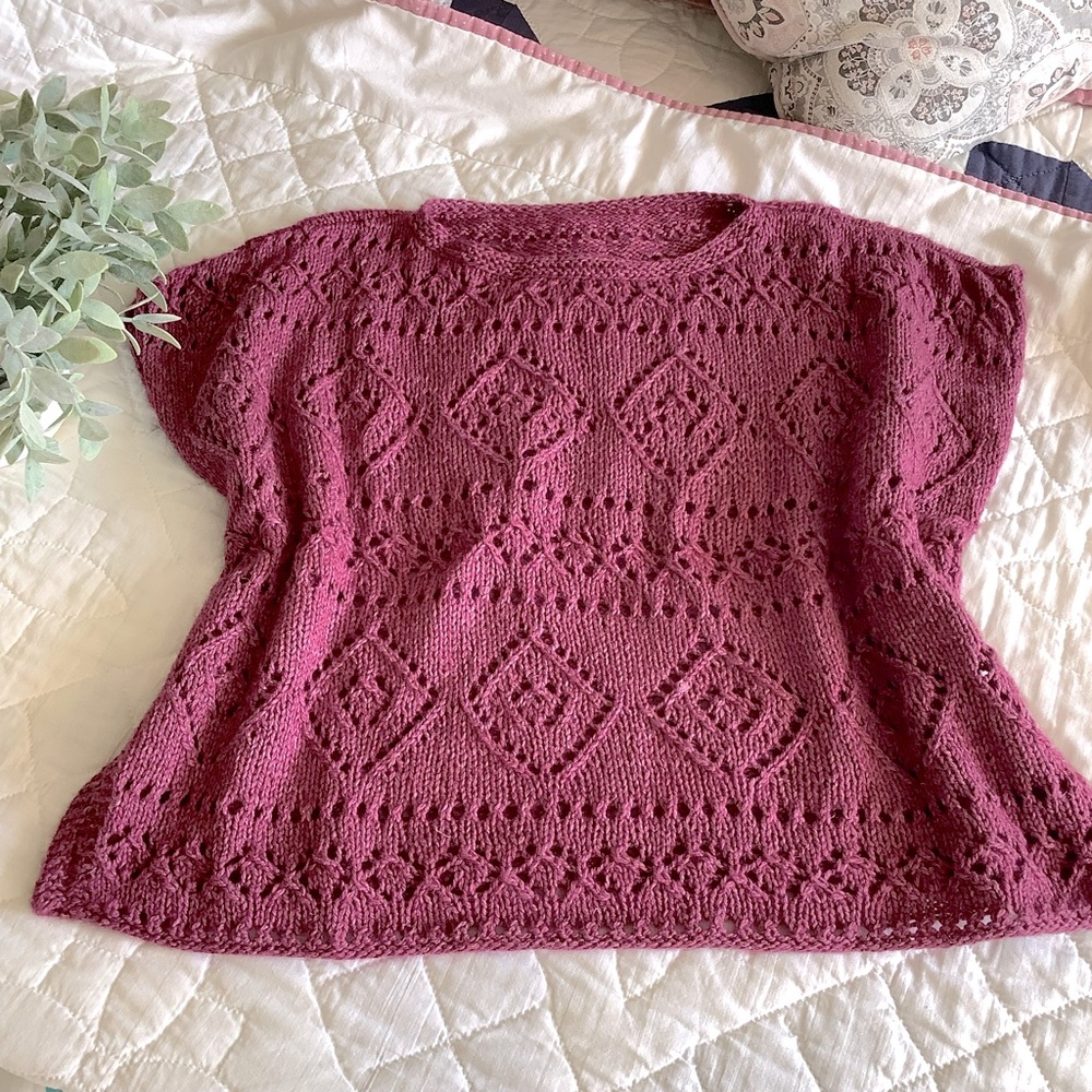 🧶HAND KNIT Churchmouse Boxy Lace Tee